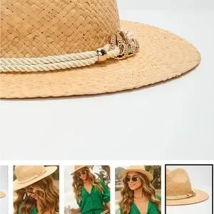 Vici | Accessories | Stylish Tan Straw Hat With Gold  display picture 2